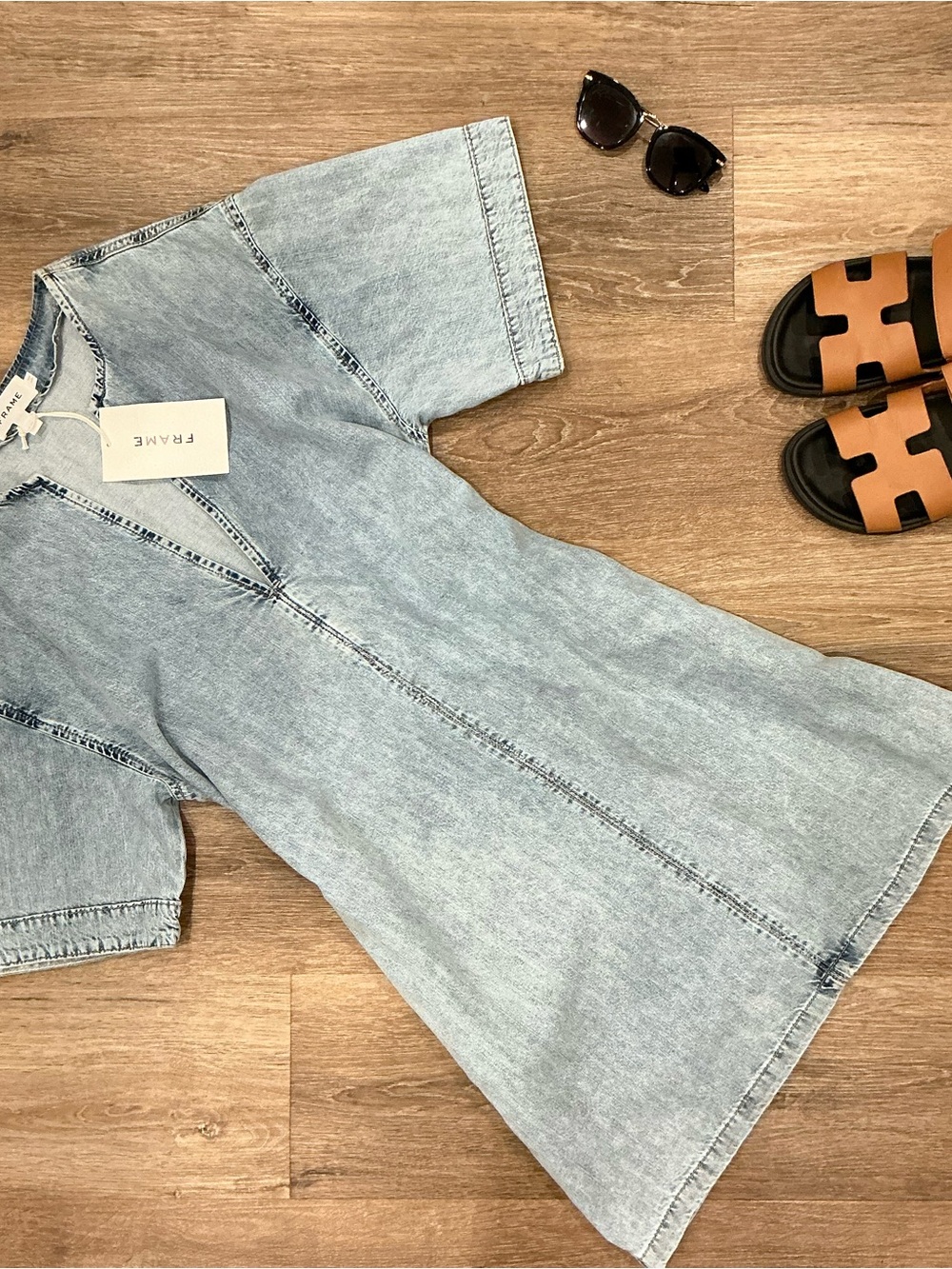 Frame Denim Light Wash Denim Midi Dress